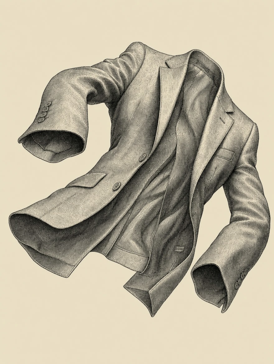 Ink study of a suit jacket
